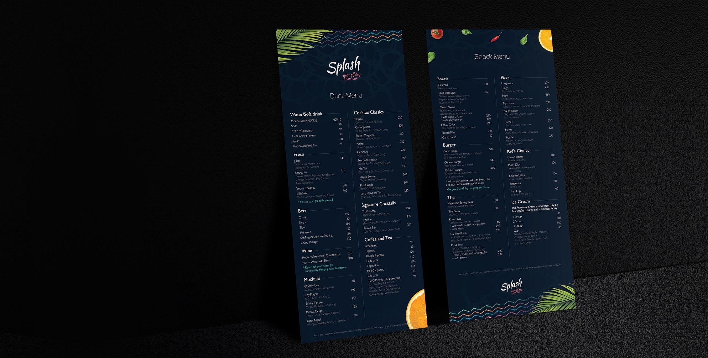 ผลงานการออกแบบเมนูร้านอาหาร hotel restaurant menu design